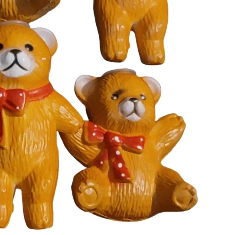 Christmas Bears Wearing Bow Vintage Tree Light Covers Set Of 6 Current Inc.